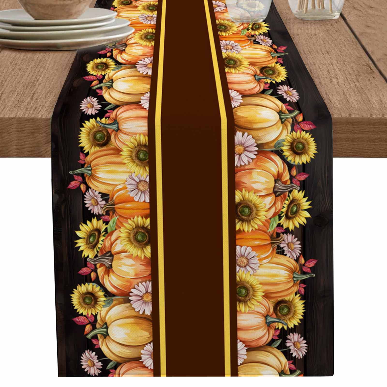 nqOlkjepod Orange Pumpkins Table Runner 90 Inches Long Farmhouse Dress ...