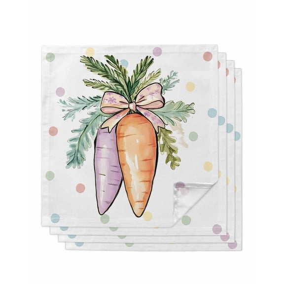 nqOlkjepod Orange Purple Carrot Cloth Napkins Set of 4 Reusable Dinner Napkins, Farmhouse Colorful Polka Dots Cocktail Napkin Washable Table Napkins for Wedding/Holiday Party/Baby Shower 20"x20"