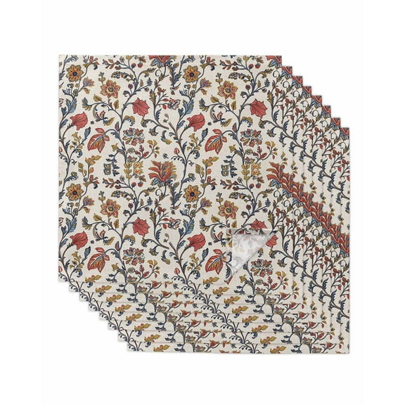 nqOlkjepod Orange Red Leaf Cloth Napkins Set of 8 Reusable Dinner Napkins, Vintage Farmhouse Boho Pastoral Tribal Cocktail Napkin Washable Table Napkins for Wedding/Holiday Party/Baby Shower 20"x20"