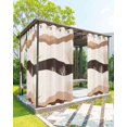 thumbnail image 1 of nqOlkjepod Outdoor Curtains for Patio Waterproof, Beige Brown Stripe Outdoor Privacy Panels Grommet, Modern Abstract Wave Silhouette Blackout Outside Curtains for Porch/Cabana 54"x108", 1 Panel, 1 of 8