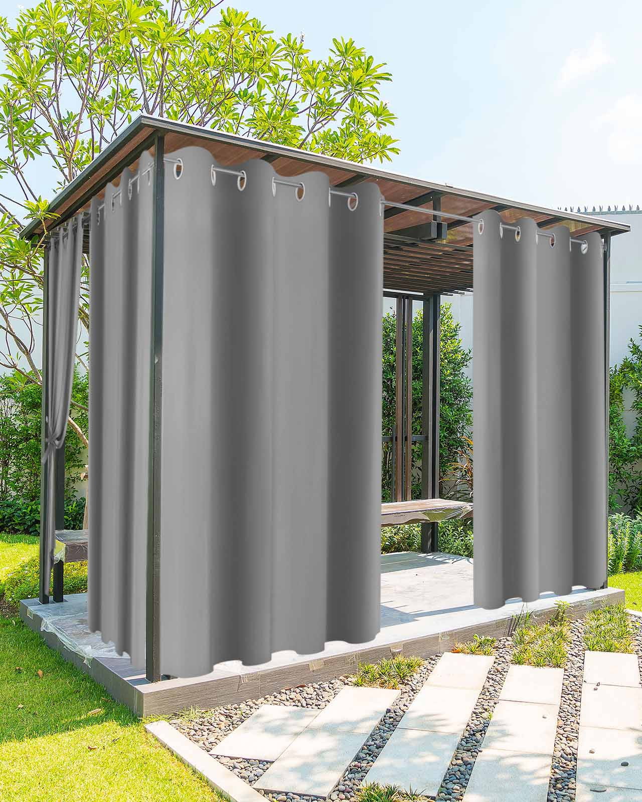 nqOlkjepod Outdoor Curtains for Patio Waterproof, Black Ombre Outdoor Privacy Panels Grommet, Grey Modern Art Farmhouse Blackout Outside Curtains for Porch/Cabana/Pergola/Gazebo 54"x95", 2 Panels