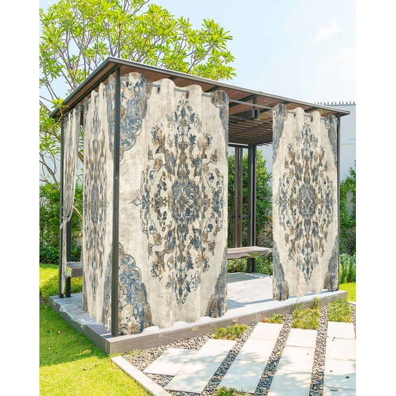 nqOlkjepod Outdoor Curtains for Patio Waterproof, Blue Boho Outdoor Privacy Panels Grommet, Ethnic Southwestern Geometric Vintage Blackout Outside Curtains for Porch/Cabana 54"x108", 2 Panels
