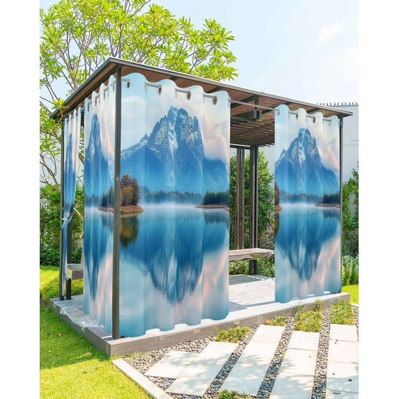 nqOlkjepod Outdoor Curtains for Patio Waterproof, Blue Mountain Outdoor Privacy Panels Grommet, Forest Modern Art Pastoral Blackout Outside Curtains for Porch/Cabana/Pergola 54"x108", 2 Panels