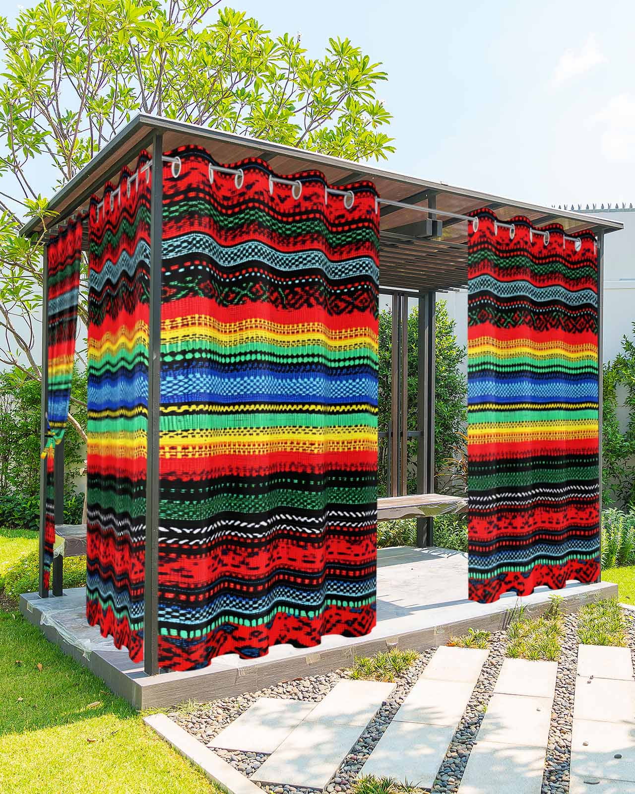 nqOlkjepod Outdoor Curtains for Patio Waterproof, Boho Stripes Outdoor ...