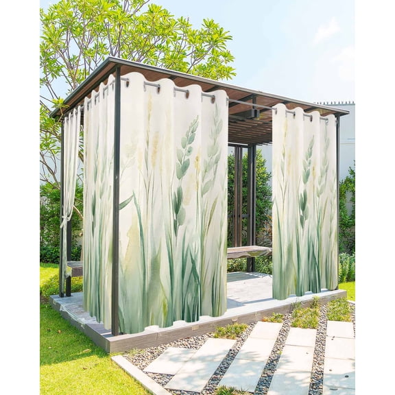 nqOlkjepod Outdoor Curtains for Patio Waterproof, Botanical Green Leaf Outdoor Privacy Panels Grommet, Spring Watercolor Country Plant Blackout Outside Curtains for Porch/Cabana 54"x95", 2 Panels