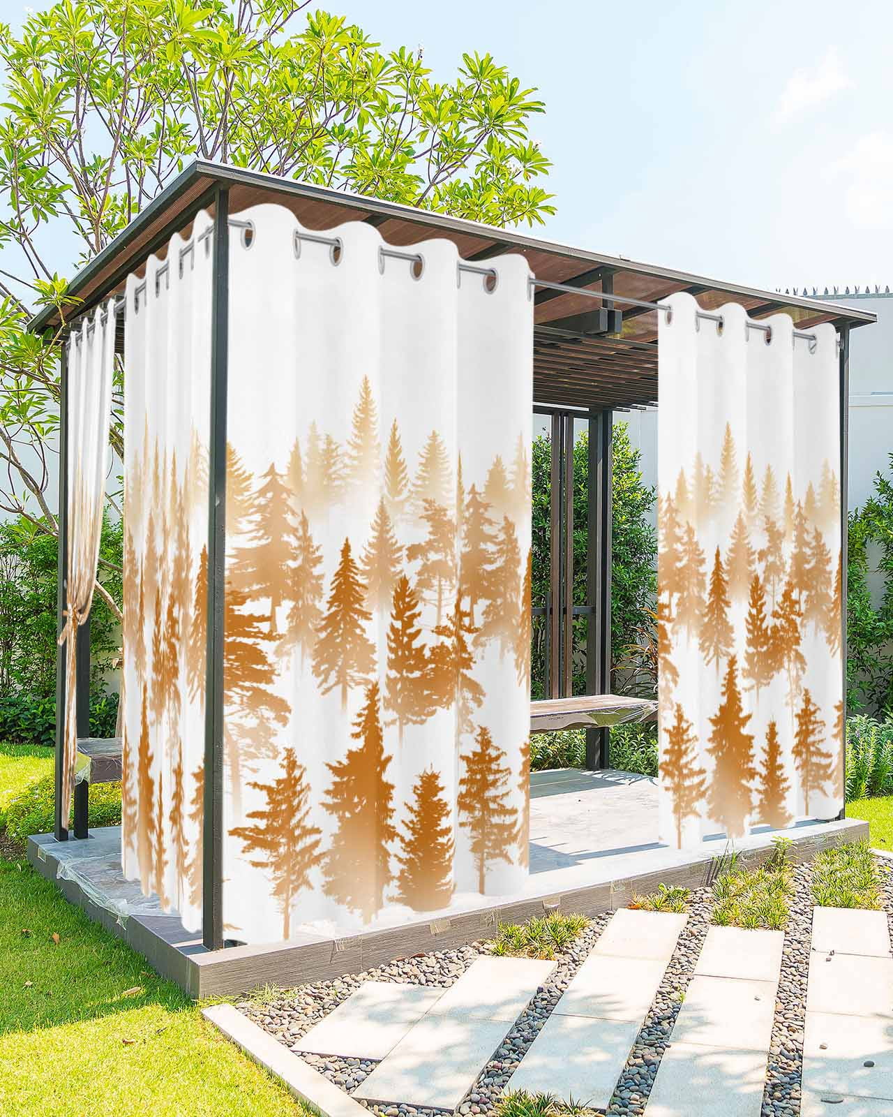 Aperturee Black Orange Fall Waterproof Printed Outdoor Curtains main image 1