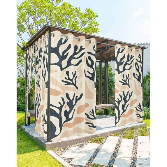 nqOlkjepod Outdoor Curtains for Patio Waterproof, Coastal Coral Outdoor Privacy Panels Grommet, Summer Beach Nautical Ocean Blackout Outside Curtains for Porch/Cabana/Pergola/Gazebo 54"x84", 1 Panel