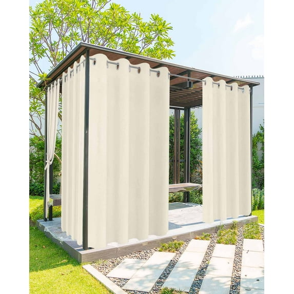 nqOlkjepod Outdoor Curtains for Patio Waterproof, Cream Outdoor Privacy Panels Grommet, Modern Pure Beige Blackout Outside Curtains for Porch/Cabana/Pergola/Gazebo 54"x84", 1 Panel