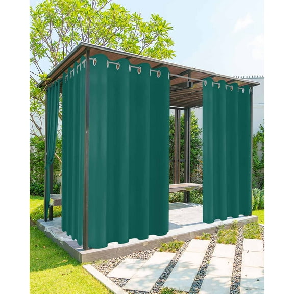 nqOlkjepod Outdoor Curtains for Patio Waterproof, Dark Green Outdoor Privacy Panels Grommet, Modern Pure Dark Green Blackout Outside Curtains for Porch/Cabana/Pergola/Gazebo 54"x108", 2 Panels