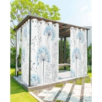 nqOlkjepod Outdoor Curtains for Patio Waterproof, Gray Blue Floral Spring Outdoor Privacy Panels Grommet, Country Summer Botanical Blackout Outside Curtains for Porch/Cabana/Pergola 54"x84", 1 Panel