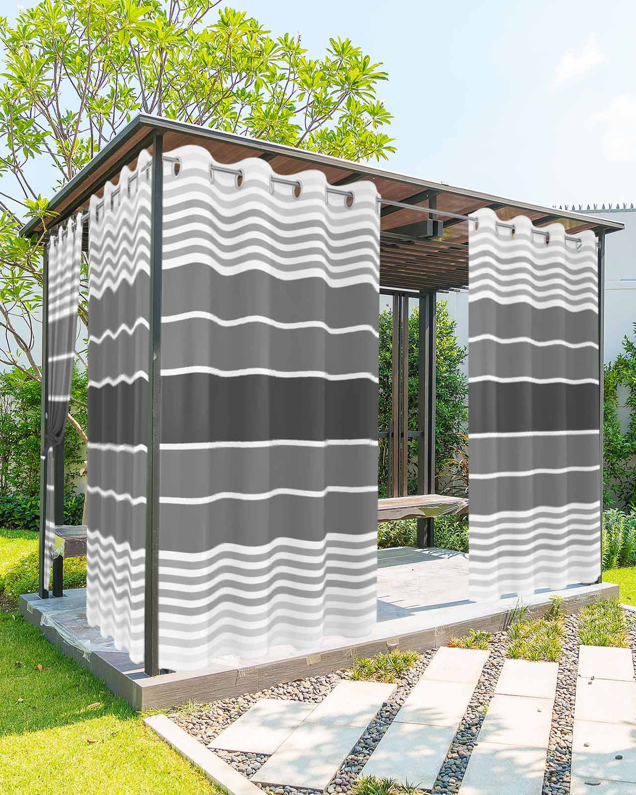 Patio Curtains Outdoor Waterproof s For Patio Waterproof, Black And White  Stripe Outside Curtain 2 Panel, Simple Style Window Treatment Drapes  Privacy Indoor / For Porch Gazebo Pergola Cabana 54x95 Inch Outdoor Curtain, image size:1280x1600
