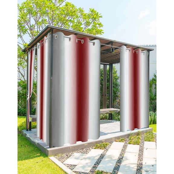 nqOlkjepod Outdoor Curtains for Patio Waterproof, Gray Red Outdoor Privacy Panels Grommet, Modern Gradient Geometric Blackout Outside Curtains for Porch/Cabana/Pergola/Gazebo 54"x84", 2 Panels