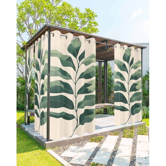 nqOlkjepod Outdoor Curtains for Patio Waterproof, Green Botanical Outdoor Privacy Panels Grommet, Tropical Leaves Farmhouse Blackout Outside Curtains for Porch/Cabana/Pergola 54"x84", 2 Panels