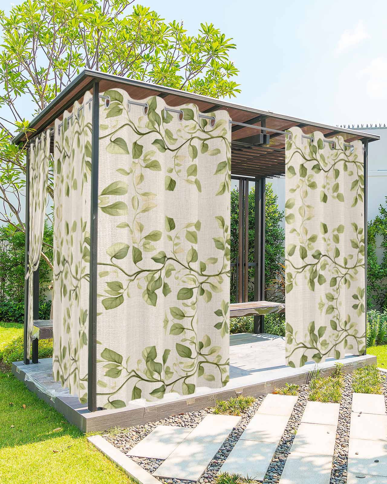 Aperturee Green Forest Waterproof Printed Outdoor Curtains main image 1