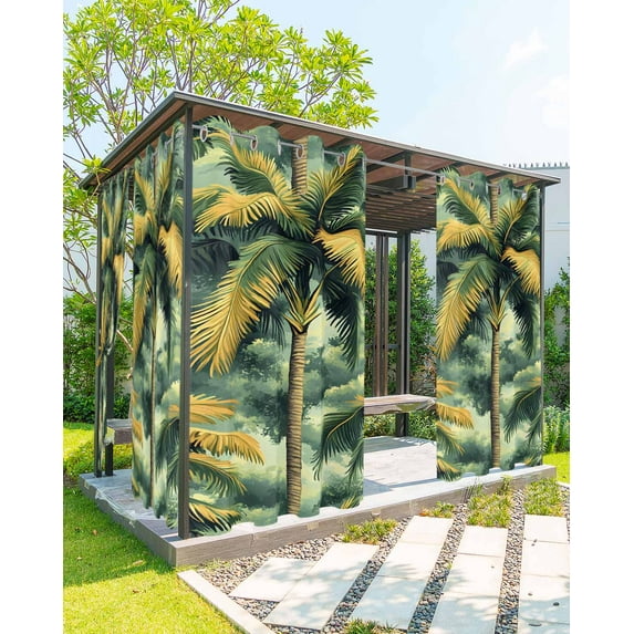 nqOlkjepod Outdoor Curtains for Patio Waterproof, Green Tree Outdoor Privacy Panels Grommet, Summer Nature Tropical Forest Plants Country Blackout Outside Curtains for Porch 54"x108", 2 Panels