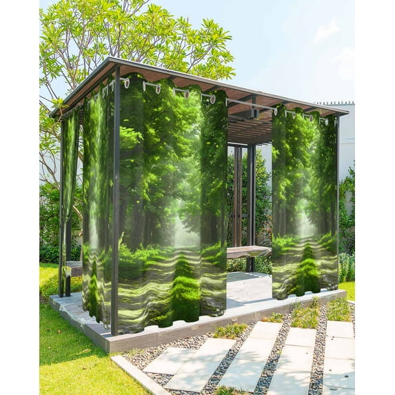 nqOlkjepod Outdoor Curtains for Patio Waterproof, Green Trees Outdoor Privacy Panels Grommet, Forest Art Decor Spring Summer Nature Leaf Blackout Outside Curtains for Porch/Cabana 54"x95", 2 Panels