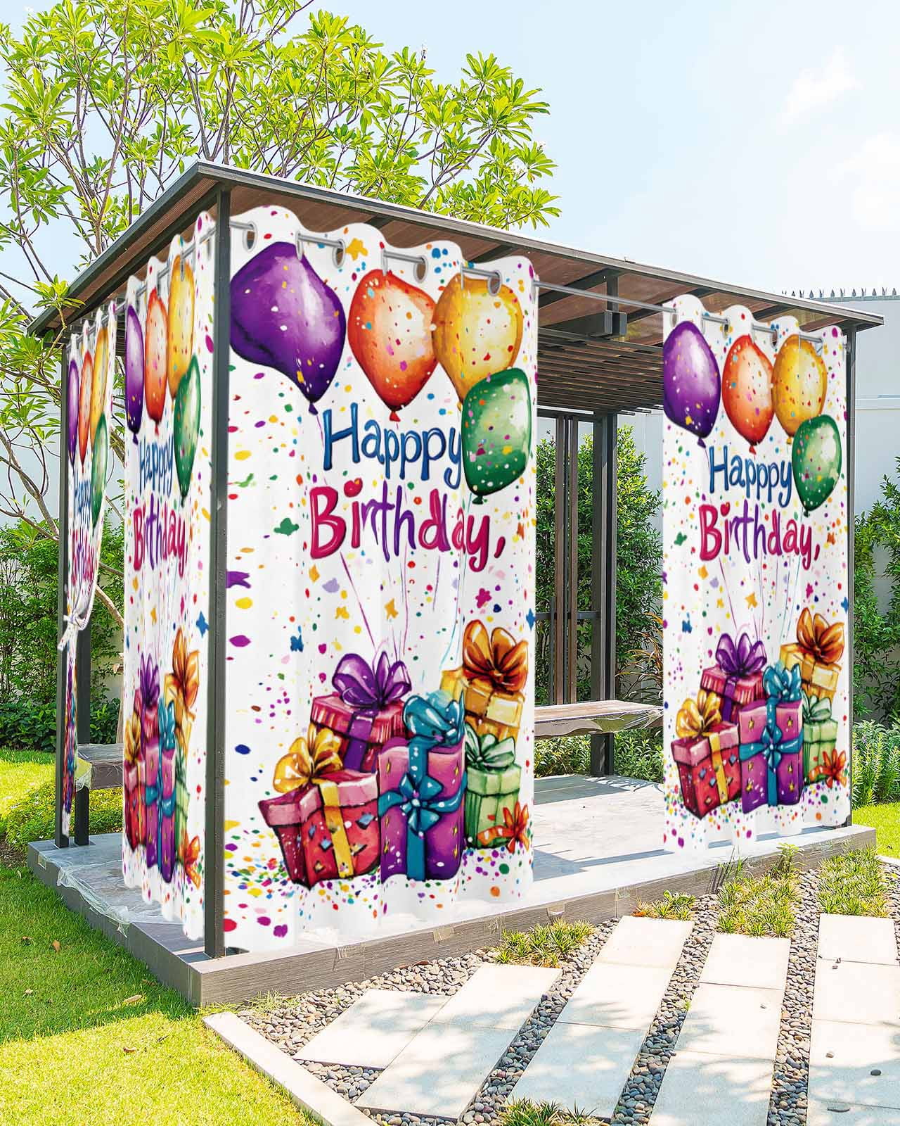 Hapy Rommet nqOlkjepod Outdoor Curtains for Patio Waterproof, Happy Birthday ...