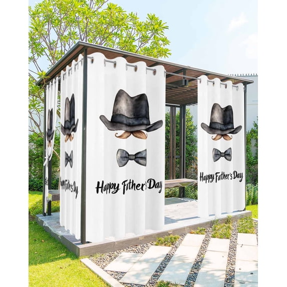 nqOlkjepod Outdoor Curtains for Patio Waterproof, Happy Father's Day Outdoor Privacy Panels Grommet, Bow Beard Funny Decor Blackout Outside Curtains for Porch/Cabana/Pergola/Gazebo 54"x84", 1 Panel
