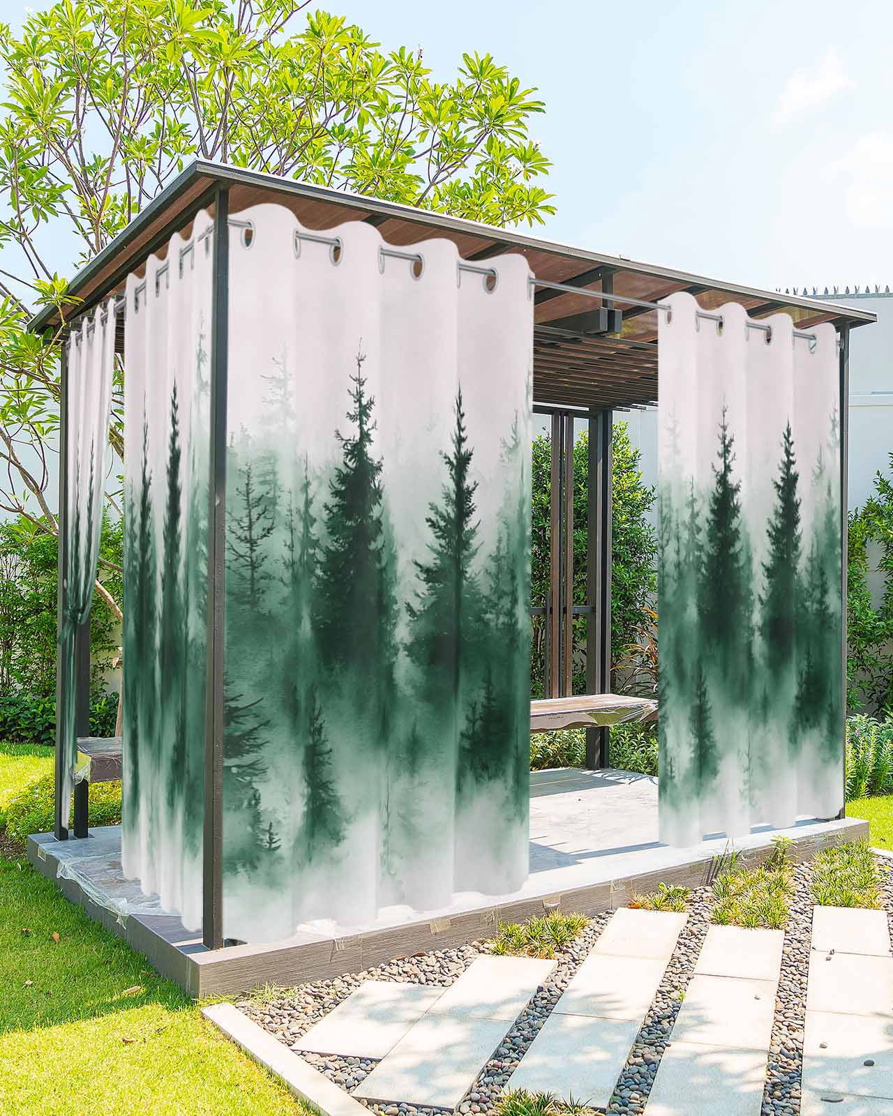 nqOlkjepod Outdoor Curtains for Patio Waterproof, Ink Green Ombre ...