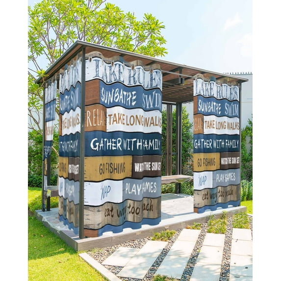 nqOlkjepod Outdoor Curtains for Patio Waterproof, Lake Farmhouse Outdoor Privacy Panels Grommet, Vintage Wood Grain Country Pastoral Blackout Outside Curtains for Porch/Cabana 54"x95", 2 Panels