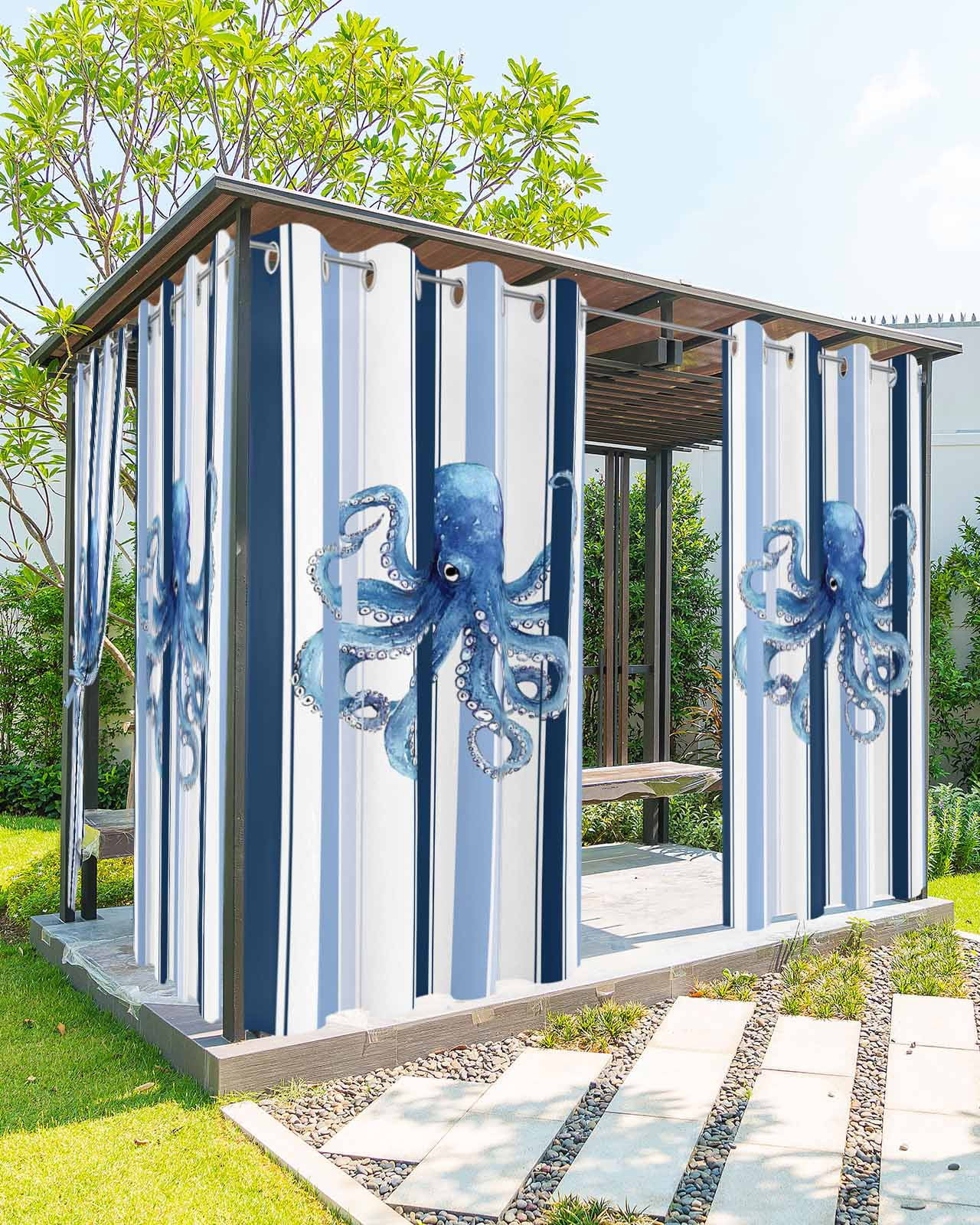 Curated visual reference: Fresh Look at Nqolkjepod Outdoor Curtains For Patio Waterproof Ocean Octopus Outdoor