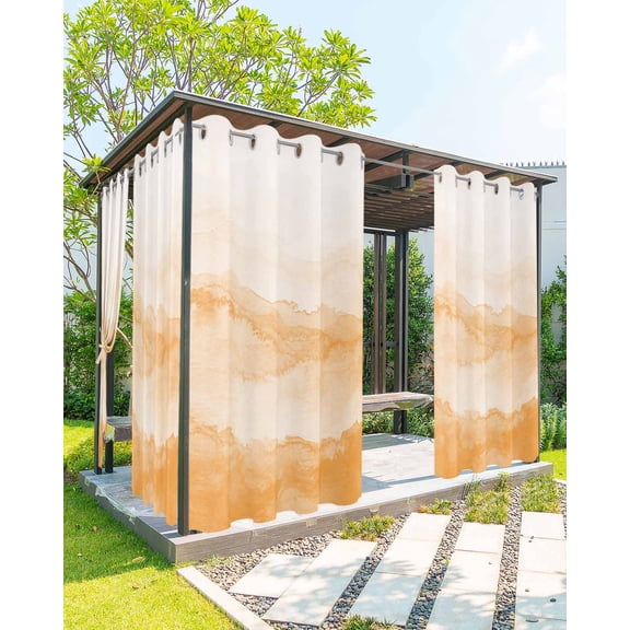 nqOlkjepod Outdoor Curtains for Patio Waterproof, Orange Ombre Mountain Outdoor Privacy Panels Grommet, Nature Abstract Art Marble Gradient Blackout Outside Curtains for Porch 54"x84", 1 Panel