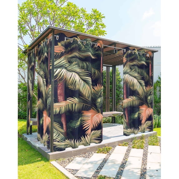 nqOlkjepod Outdoor Curtains for Patio Waterproof, Palm Forest Outdoor Privacy Panels Grommet, Country Summer Tropical Plants Forest Blackout Outside Curtains for Porch/Cabana 54"x84", 1 Panel