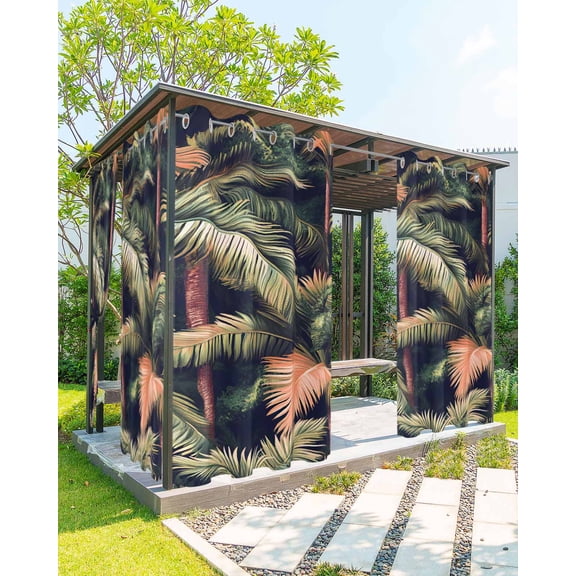 nqOlkjepod Outdoor Curtains for Patio Waterproof, Palm Forest Outdoor Privacy Panels Grommet, Country Summer Tropical Plants Forest Blackout Outside Curtains for Porch/Cabana 54"x108", 1 Panel
