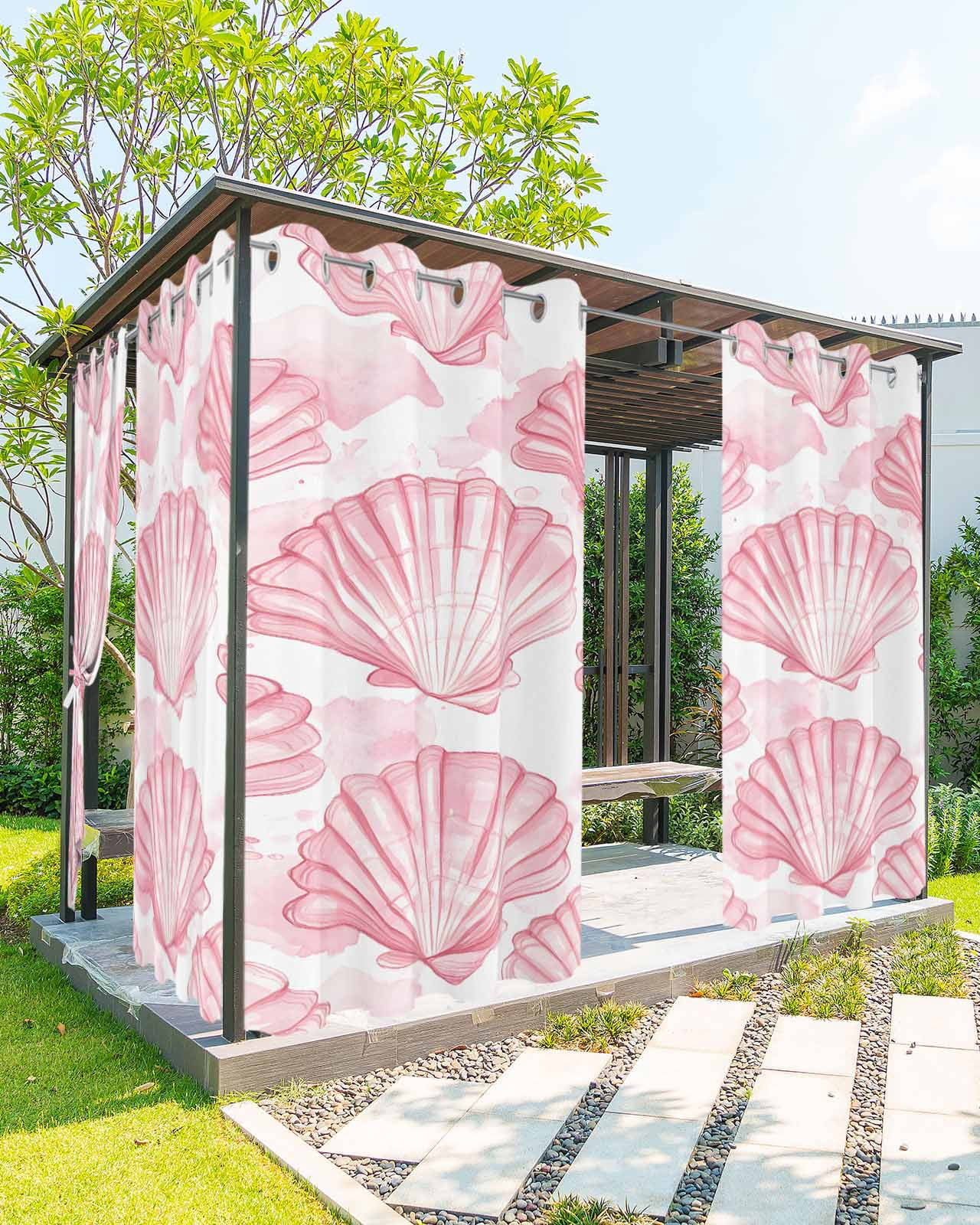 nqOlkjepod Outdoor Curtains for Patio Waterproof, Pink Coastal Shell ...