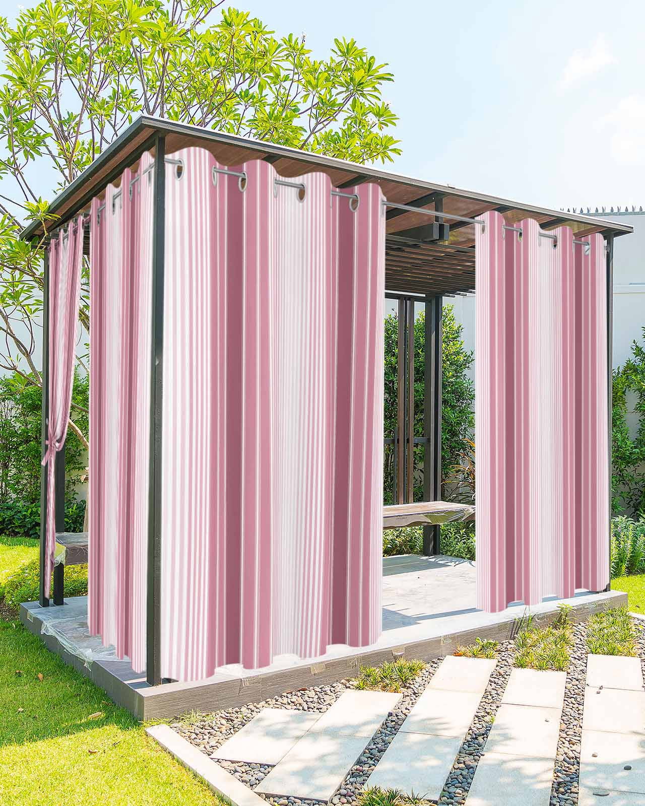 nqOlkjepod Outdoor Curtains for Patio Waterproof, Pink Ombre Stripe ...