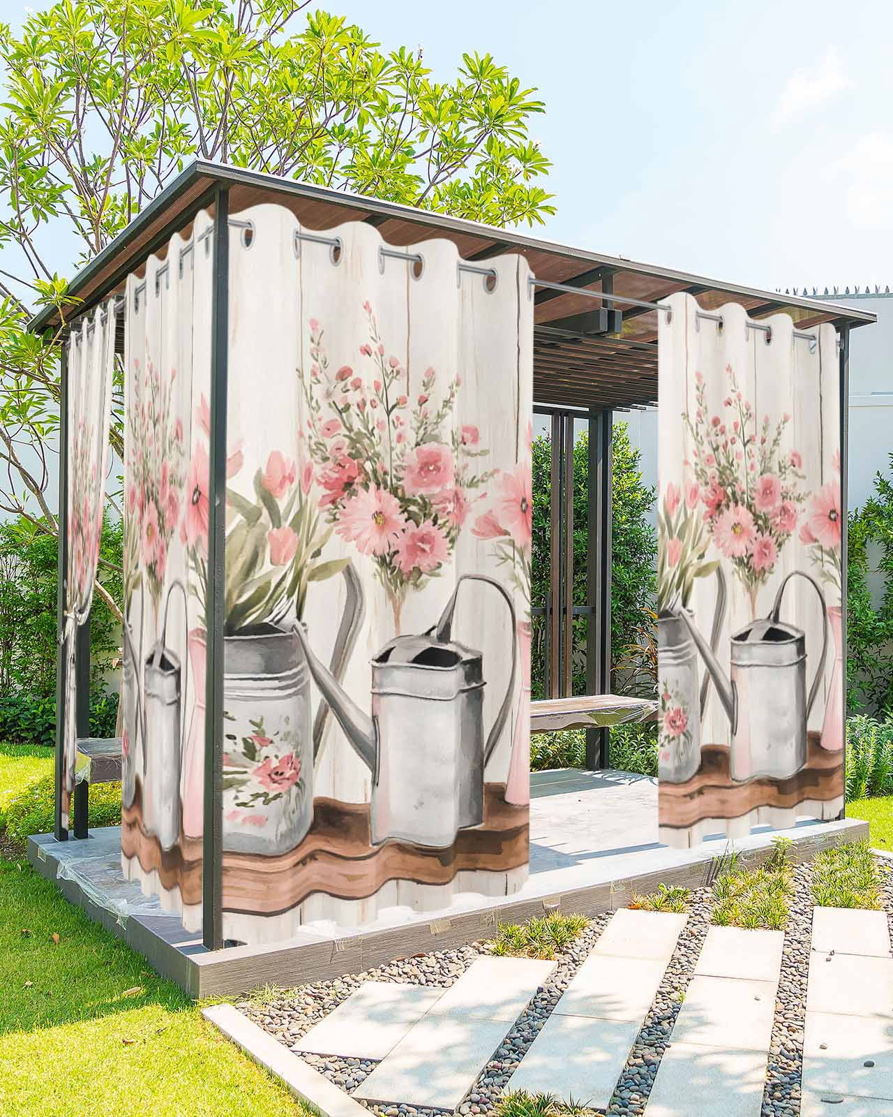 Aperturee Spring Floral Waterproof Printed Outdoor Curtains main image 0