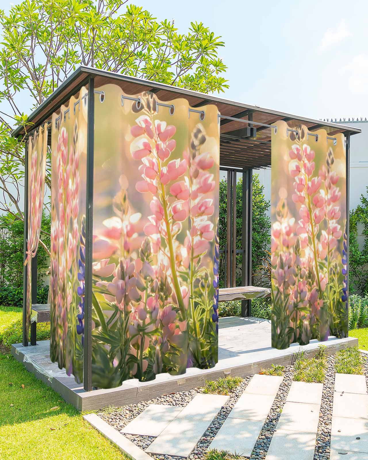 nqOlkjepod Outdoor Curtains for Patio Waterproof, Pink Spring Floral ...