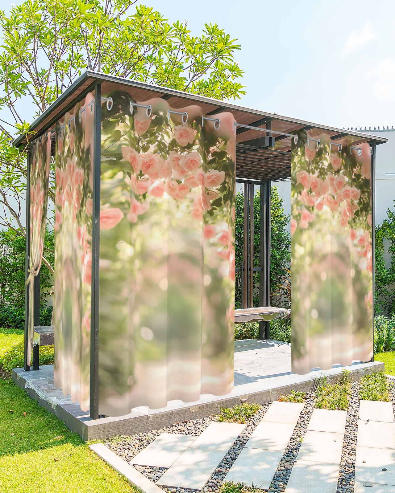 nqOlkjepod Outdoor Curtains for Patio Waterproof, Pink Spring Floral ...