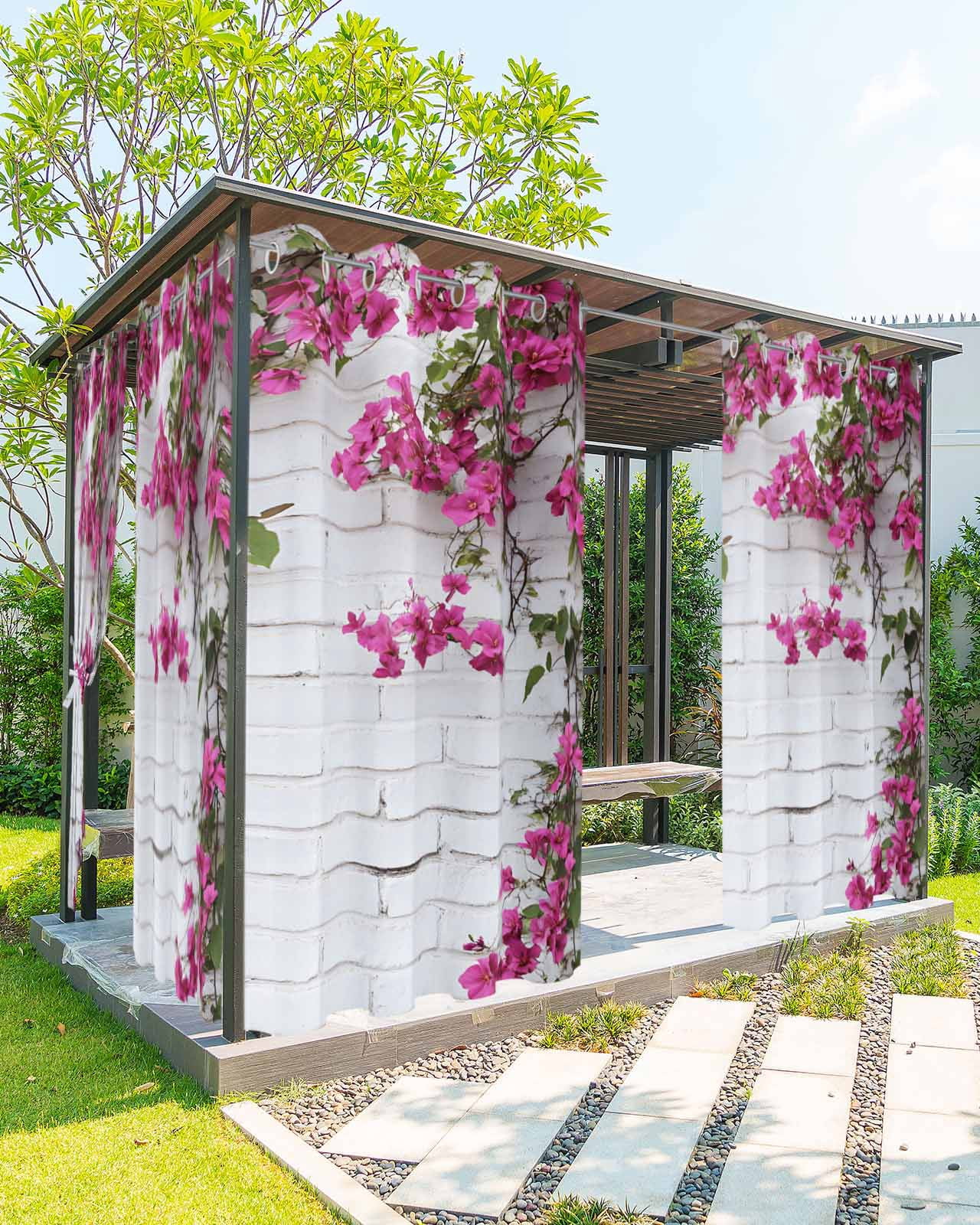 nqOlkjepod Outdoor Curtains for Patio Waterproof, Pink Spring Floral ...