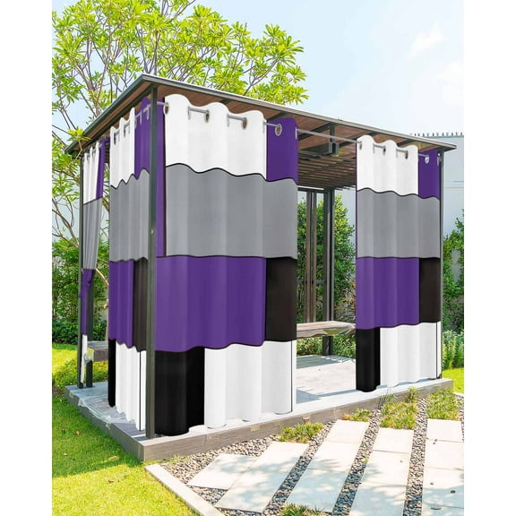 nqOlkjepod Outdoor Curtains for Patio Waterproof, Purple Grey Outdoor Privacy Panels Grommet, Modern Purple Geometric Blackout Outside Curtains for Porch/Cabana/Pergola/Gazebo 54"x108", 1 Panel