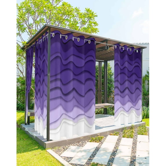 nqOlkjepod Outdoor Curtains for Patio Waterproof, Purple Ombre Stripes Outdoor Privacy Panels Grommet, Gradient Abstract Ocean Waves Art Blackout Outside Curtains for Porch/Cabana 54"x84", 2 Panels