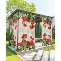 nqOlkjepod Outdoor Curtains for Patio Waterproof, Red White Floral Outdoor Privacy Panels Grommet, Daisy Green Botanical Leaves Blackout Outside Curtains for Porch/Cabana/Pergola 54"x95", 1 Panel
