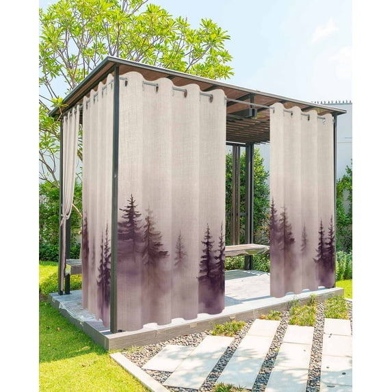 nqOlkjepod Outdoor Curtains for Patio Waterproof, Retro Mist Forest Outdoor Privacy Panels Grommet, Watercolor Country Natural Landscape Blackout Outside Curtains for Porch/Cabana 54"x108", 2 Panels