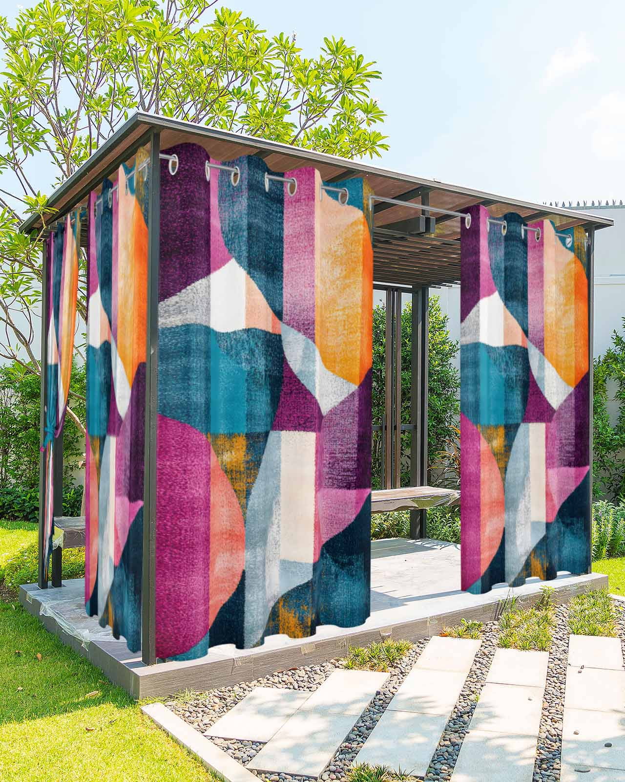 nqOlkjepod Outdoor Curtains for Patio Waterproof, Shabby Abstract ...