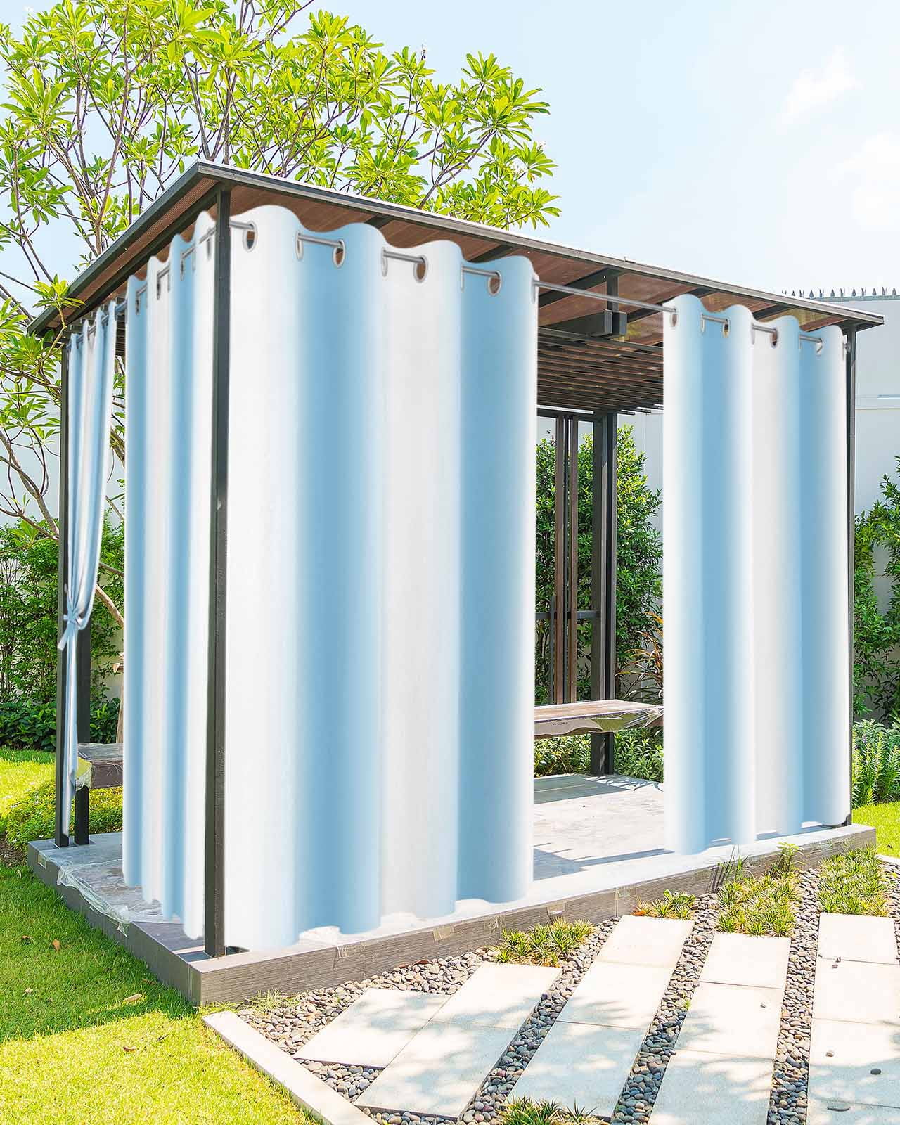 nqOlkjepod Outdoor Curtains for Patio Waterproof, Sky Blue Ombre Outdoor Privacy Panels Grommet, Farmhouse Modern Art Blackout Outside Curtains for Porch/Cabana/Pergola/Gazebo 54"x84", 1 Panel