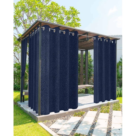 nqOlkjepod Outdoor Curtains for Patio Waterproof, Solid Dark Blue Outdoor Privacy Panels Grommet, Minimalism Abstract Denim Texture Blackout Outside Curtains for Porch/Cabana 54"x95", 1 Panel