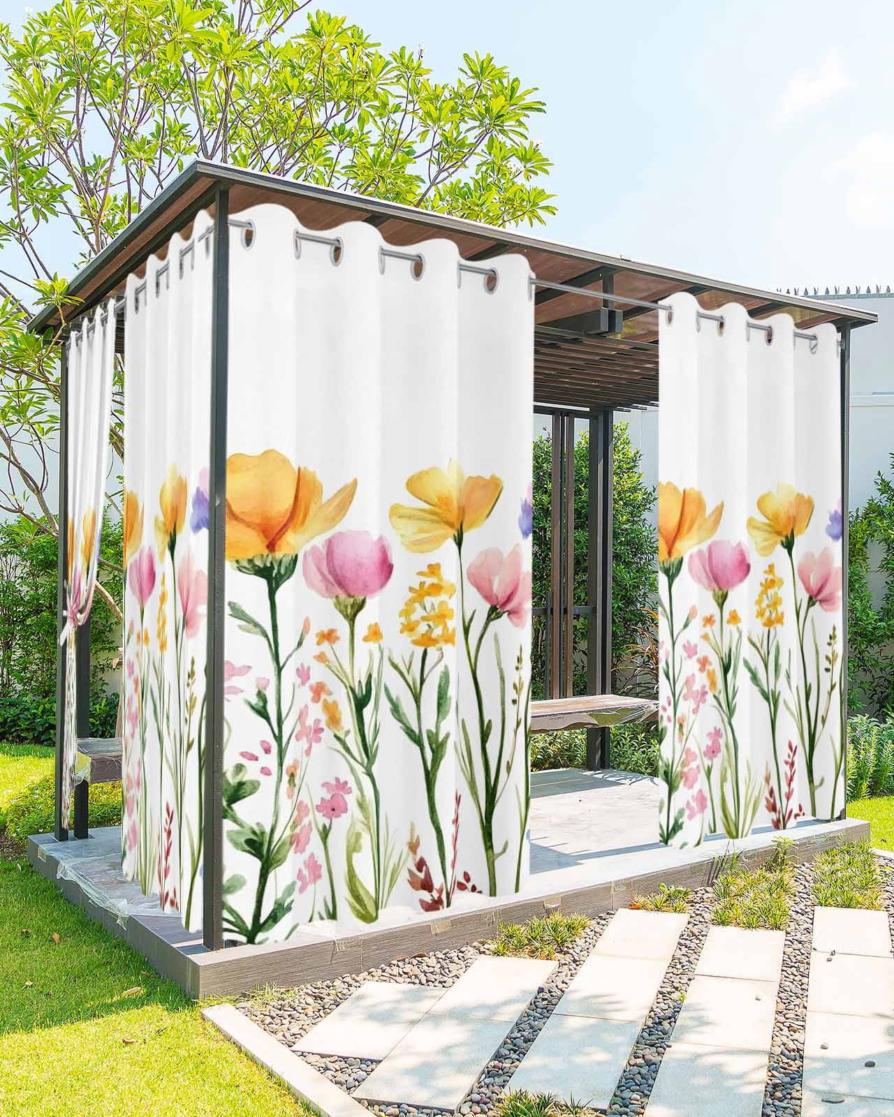 Aperturee Spring Floral Waterproof Printed Outdoor Curtains main image 1