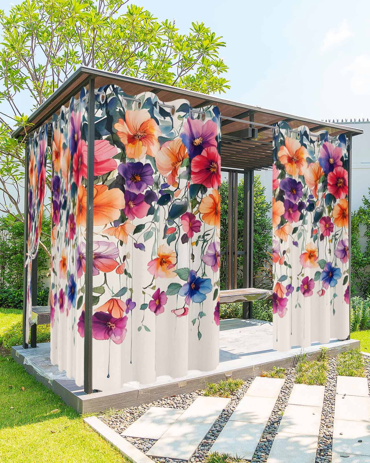 Waterproof Spring nqOlkjepod Outdoor Curtains for Patio Waterproof, Spring Botanical ...