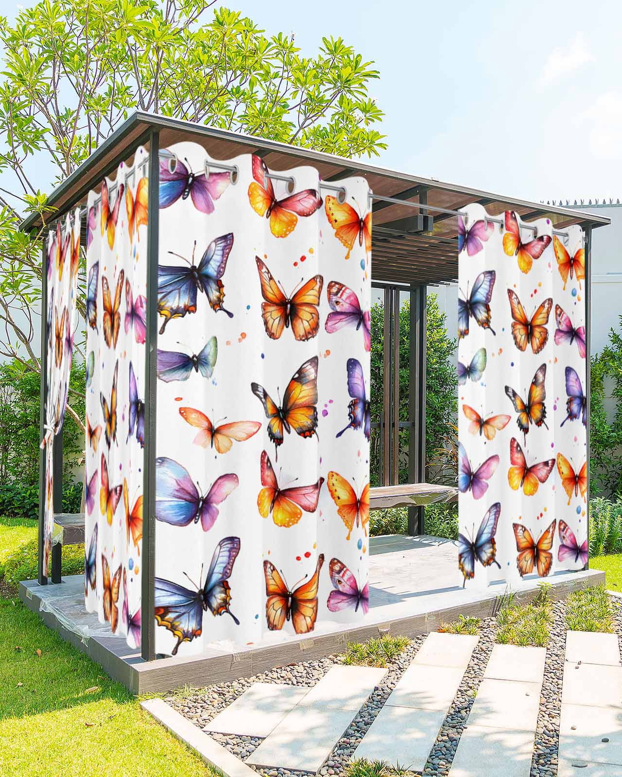 Waterproof Spring nqOlkjepod Outdoor Curtains for Patio Waterproof, Spring Butterfly ...