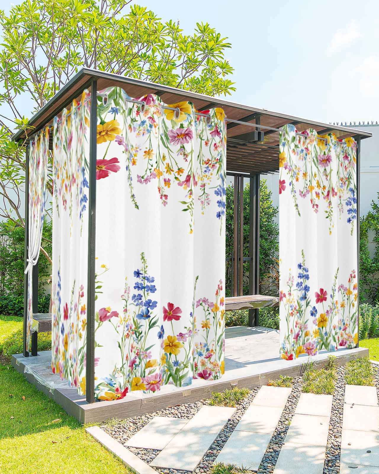 Waterproof Spring nqOlkjepod Outdoor Curtains for Patio Waterproof, Spring Floral Outdoor ...