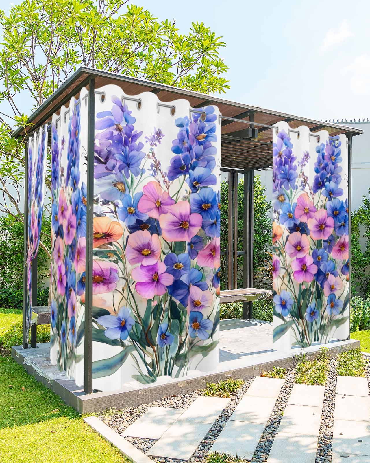 Waterproof Spring nqOlkjepod Outdoor Curtains for Patio Waterproof, Spring Floral Outdoor ...