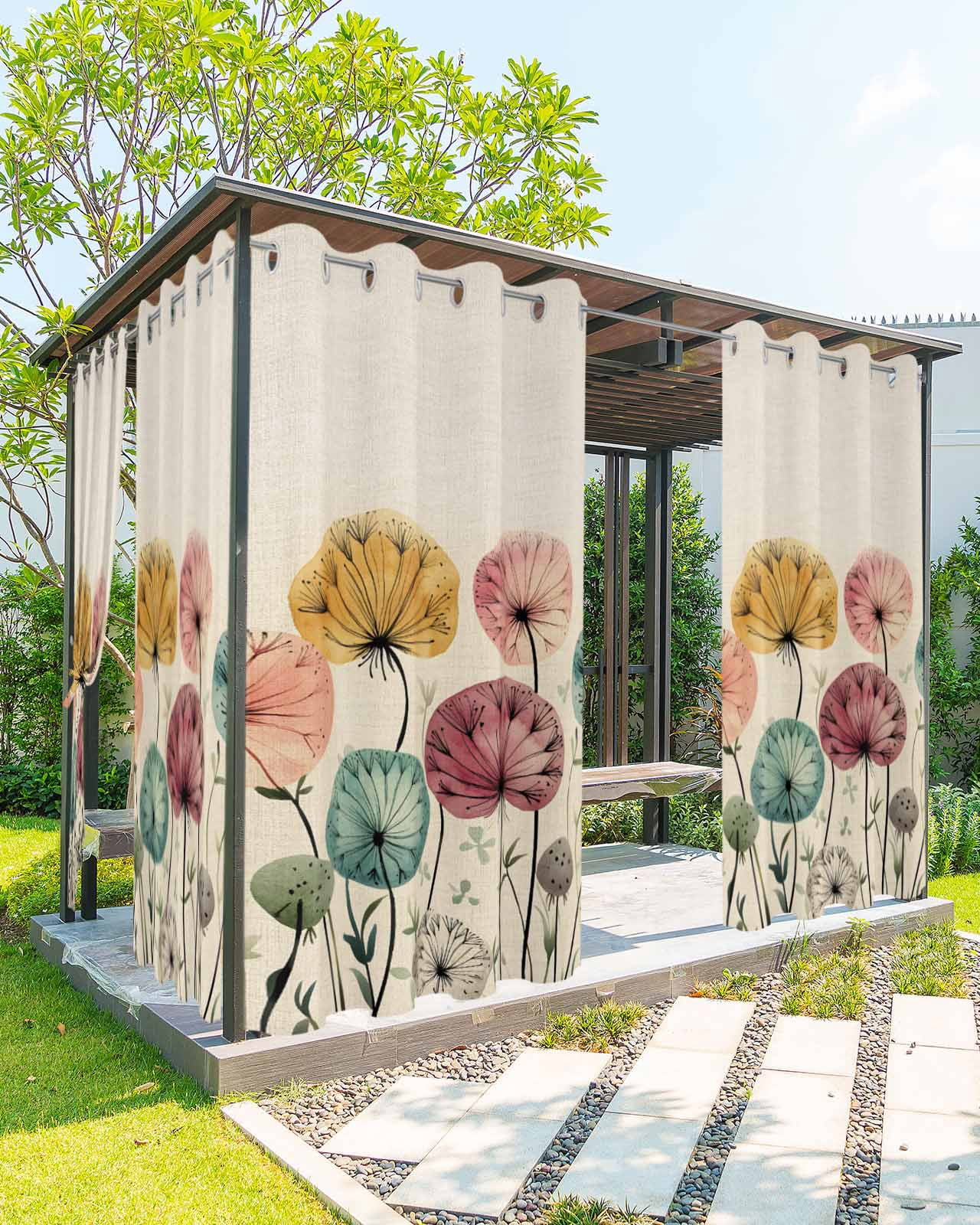 Waterproof Spring nqOlkjepod Outdoor Curtains for Patio Waterproof, Spring Floral Outdoor ...