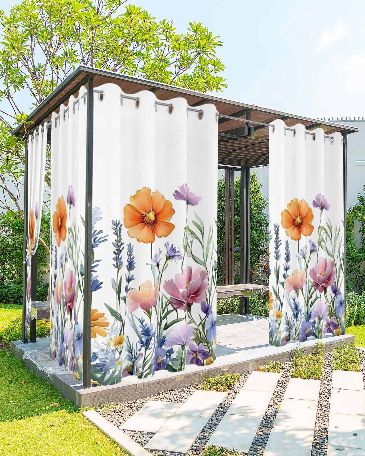 Waterproof Spring nqOlkjepod Outdoor Curtains for Patio Waterproof, Spring Floral Outdoor ...