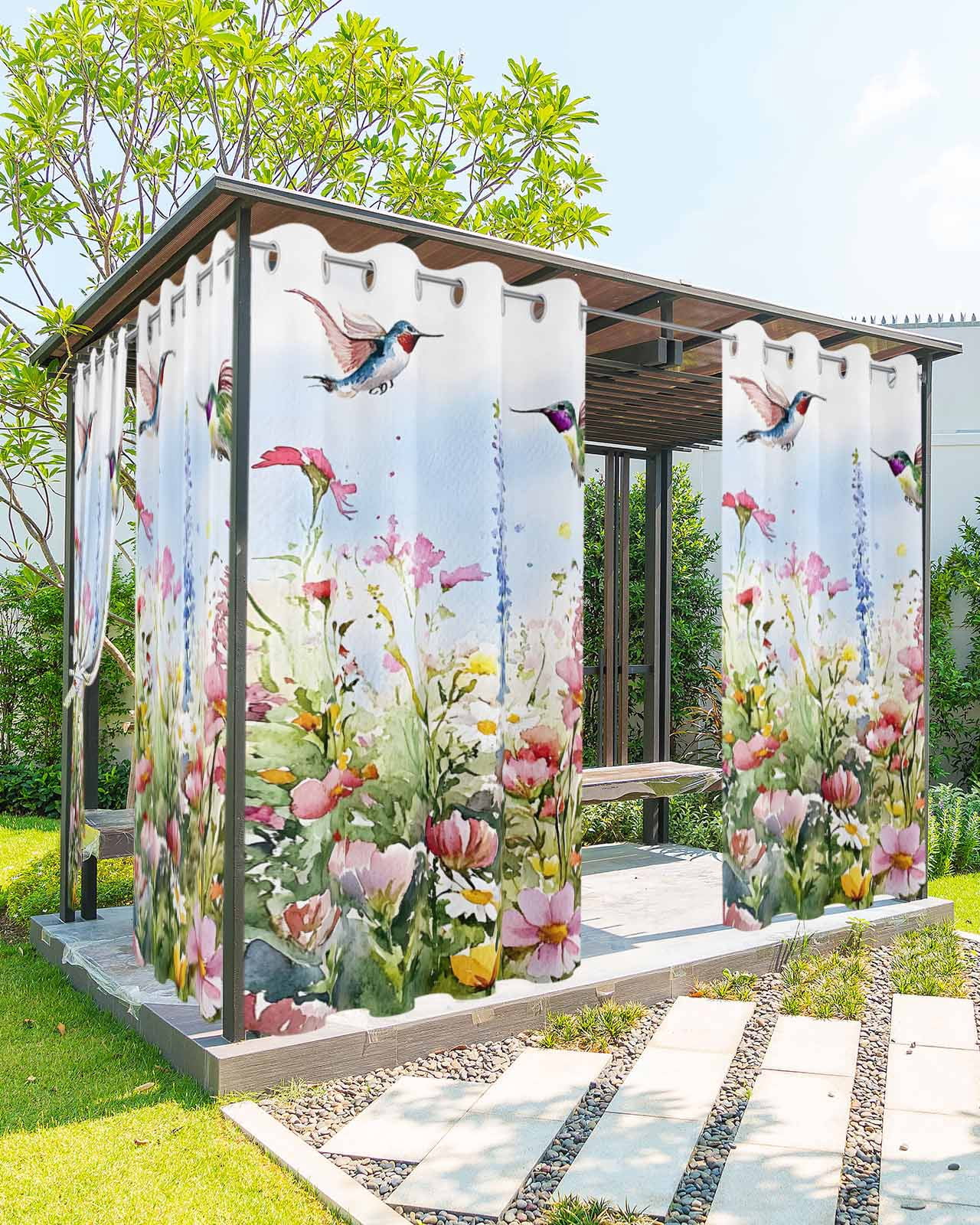 Waterproof Spring nqOlkjepod Outdoor Curtains for Patio Waterproof, Spring Floral Outdoor ...