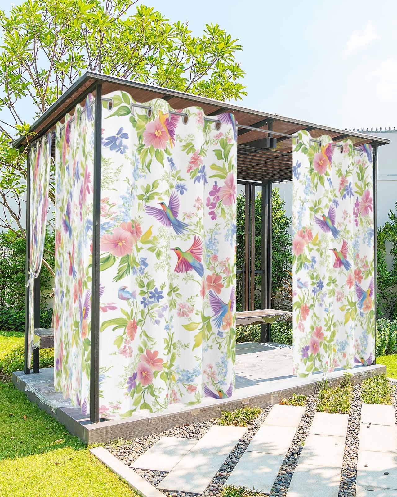 Waterproof Spring nqOlkjepod Outdoor Curtains for Patio Waterproof, Spring Floral Outdoor ...
